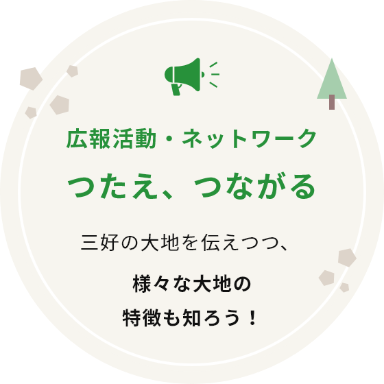 広報活動・ネットワーク つたえ、つながる 「三好の大地を伝えつつ、様々な大地の特徴も知ろう！ 」